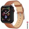 SWISSTEN LEATHER BAND FOR APPLE WATCH 42 / 44 / 45 / 49 mm BROWN (silver buckle and silver lug) 46000814
