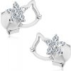 Šperky eshop - Strieborné náušnice 925, kontúra hlavy mačky a číry zirkónový kvietok G23.05 Šperky eshop - Strieborné náušnice 925, kontúra hlavy mačky a číry zirkónový kvietok G23.05