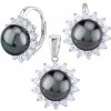 Silvego Strieborné šperky s prírodnou perlou v čiernej farbe Tahiti - náušnice a prívesok LPS0156BB Silvego Strieborné šperky s prírodnou perlou v čiernej farbe Tahiti - náušnice a prívesok LPS0156BB