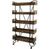 Chic Antique Čierny kovový regál na kolieskach s drevenými podnosmi Cart - 83*34*156cm - Chic Antique Chic Antique Čierny kovový regál na kolieskach s drevenými podnosmi Cart - 83*34*156cm - Chic Antique