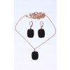 Set náhrdelník a náušnice čierný hranatý Ružovo zlatá retiazka Set náhrdelník a náušnice čierný hranatý Ružovo zlatá retiazka