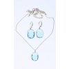 Set náhrdelník a náušnice svetlo modrý hranatý Ružovo zlatá retiazka Set náhrdelník a náušnice svetlo modrý hranatý Ružovo zlatá retiazka