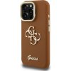 Guess PU Grained 4G Logo Stand Camera Frame zadný kryt pre iPhone 15 Pro Brown