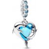 Pandora Strieborný prívesok Delfíny s modrým sklom Murano 793924C01 Pandora Strieborný prívesok Delfíny s modrým sklom Murano 793924C01
