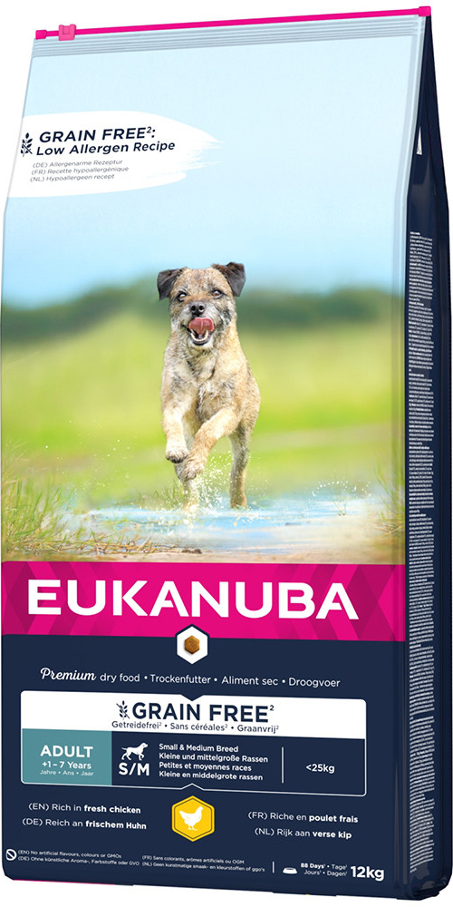 Eukanuba Grain Free Adult Small Medium Breed Chicken 12 kg