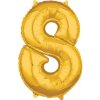 PartyDeco Fóliový balón narodeninové číslo 8 zlatý 86cm