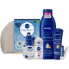 Nivea Hidración diara dámska kozmetická darčeková sada - kozmetická taška, telové mlieko, krém Soft, krém na ruky, roll-on, balzam na pery Nivea Hidración diara dámska kozmetická darčeková sada - kozmetická taška, telové mlieko, krém Soft, krém na ruky, roll-on, balzam na pery