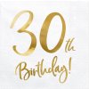 PartyDeco servítky 30 rokov zlaté 33cm PartyDeco servítky 30 rokov zlaté 33cm