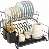 Odkvapkávač na riad Korbi dvojposchodová čierna kovová s vyberateľnou táckou Odkvapkávač na riad Korbi dvojposchodová čierna kovová s vyberateľnou táckou