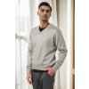 38804 Dewberry Mens V Neck Knit Sweater-LIGHT GREY šedá M dewberry 2465430661296 38804 Dewberry Mens V Neck Knit Sweater-LIGHT GREY šedá M dewberry 2465430661296