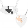 Šperky eshop Náhrdelníky z chirurgickej ocele pre dvoch ovál a srdce dieliky puzzle zirkón U22.4