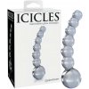 Icicles No. 66 oblúkový, guľový sklenený dildo priehľadný