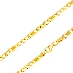 Šperky eshop Retiazka v žltom zlate tri očká, dlhý článok s mriežkou GG28.23