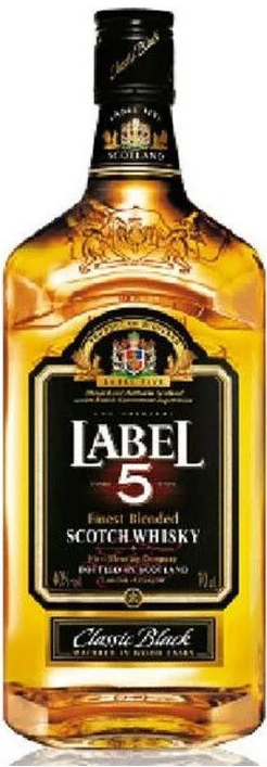 Label 5 Classic Black Blended Scotch Whisky 40% 0,7 l (čistá fľaša)