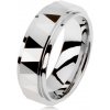 Šperky eshop - Volfrámový brúsený prsteň striebornej farby, trojuholníky, vyvýšený stredový pás AB33.12 - Veľkosť: 51 mm Šperky eshop - Volfrámový brúsený prsteň striebornej farby, trojuholníky, vyvýšený stredový pás AB33.12 - Veľkosť: 51 mm