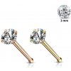 Šperky eshop - Rovný piercing do nosa z 316L ocele - okrúhly číry zirkón, PVD, 0,8 mm, priemer 3 mm W16.26 - Farba: Medená Šperky eshop - Rovný piercing do nosa z 316L ocele - okrúhly číry zirkón, PVD, 0,8 mm, priemer 3 mm W16.26 - Farba: Medená