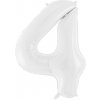 PartyDeco Fóliový balón Číslo 4 biely 86cm