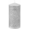Sviečka MagicHome Vianoce, 5,5x12 cm, valcová, strieborná, s glitrami Sviečka MagicHome Vianoce, 5,5x12 cm, valcová, strieborná, s glitrami