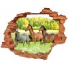 Diera 3D fototapeta nálepka Cválajúca kone 90x70 cm Diera 3D fototapeta nálepka Cválajúca kone 90x70 cm