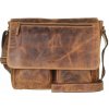 GreenBurry Vintage Leather Shoulder Bag with Laptot compartment Antique brown 35x32cm GreenBurry Vintage Leather Shoulder Bag with Laptot compartment Antique brown 35x32cm