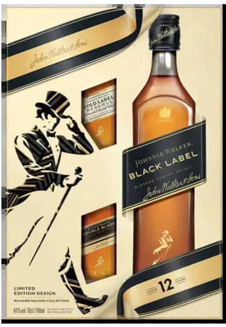 Johnnie Walker Black Label 40% 0,7 l + Double Black 40% 0,05 l + Gold 40% 0,05 l (kartón)