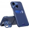 Hurtel Kožené pouzdro s stojánkem pro iPhone 14, kryt, peněženka na karty se stojánkem modrá Hurtel Kožené pouzdro s stojánkem pro iPhone 14, kryt, peněženka na karty se stojánkem modrá
