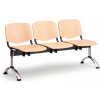 Drevená lavica ISO II, 3-sedadlo, chróm nohy
