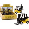 LEAN TOYS Kovový vysokozdvižný vozík s trecím pohonom - žltý LEAN TOYS Kovový vysokozdvižný vozík s trecím pohonom - žltý