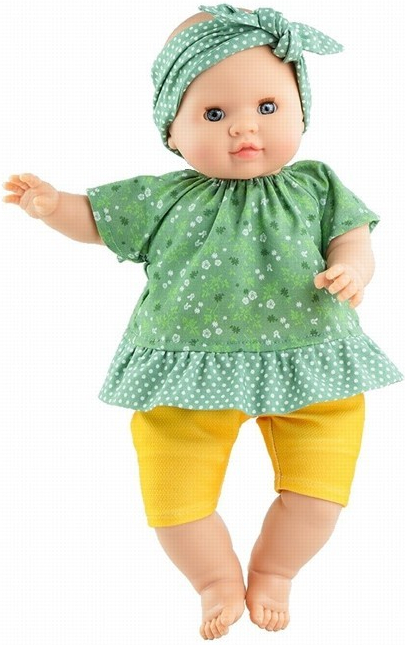 Paola Reina Realistické miminko holčička Isa v zelených šatech Los Manus 36 cm