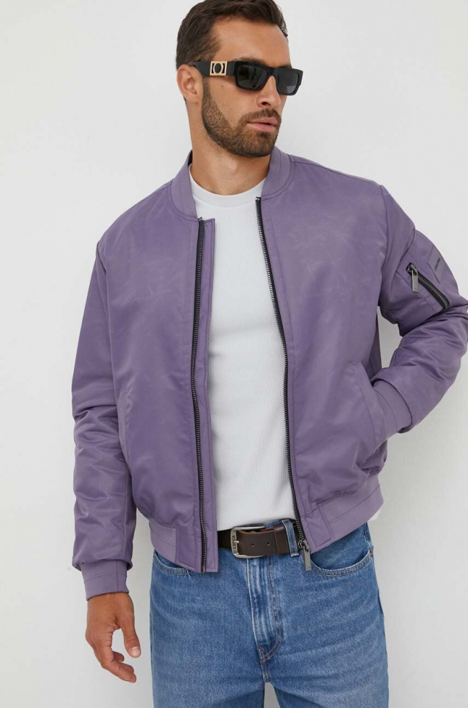 Calvin Klein bunda pánsky fialová prechodná K10K109907