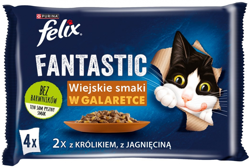 FELIX Fantastic s králikom a jahňacím v želé 4 x 85 g