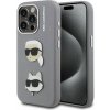 Karl Lagerfeld Grained PU K&CH Heads zadný kryt pre iPhone 15 Pro Grey