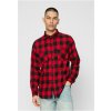 Urban Classics flanelová kockovaná košeľa čierna/červená tmavočervená