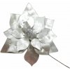 DOMMIO Poinsetie květ - zápich textilní, průměr 25 cm, 6 ks, třpytivá stříbrná