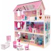 Domček pre bábiky Drevený domček pre bábiky + nábytok 70 cm ružový LED (IKONKA_KX6484)