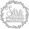 Zápich - Meno s dátumami vo venci - Strieborná zrkadlová - 16cm - bez paličky Zápich - Meno s dátumami vo venci - Strieborná zrkadlová - 16cm - bez paličky