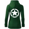 Army hvězda mikina dámska trendy zipper s kapucňou Fľaškovozelená