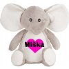 Plyšový sloník s menom dievčatka v srdci Plyšový sloník s menom dievčatka v srdci