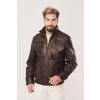 Hnedá pánska kožená pilotka na zips, Top Gun Hnedá pánska kožená pilotka na zips, Top Gun