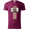 Retro kazeta - pruhy - Tričko z organickej bavlny - XL ( Fuchsiová ) Retro kazeta - pruhy - Tričko z organickej bavlny - XL ( Fuchsiová )