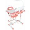 KIK KX2974 Nastaviteľný detský písací stôl so stoličkou a LED lampou, biely a ružový KIK KX2974 Nastaviteľný detský písací stôl so stoličkou a LED lampou, biely a ružový