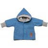 Baby Nellys Rastúci obojstranný svetrík s kapucňou Hand Made modrá-sivá