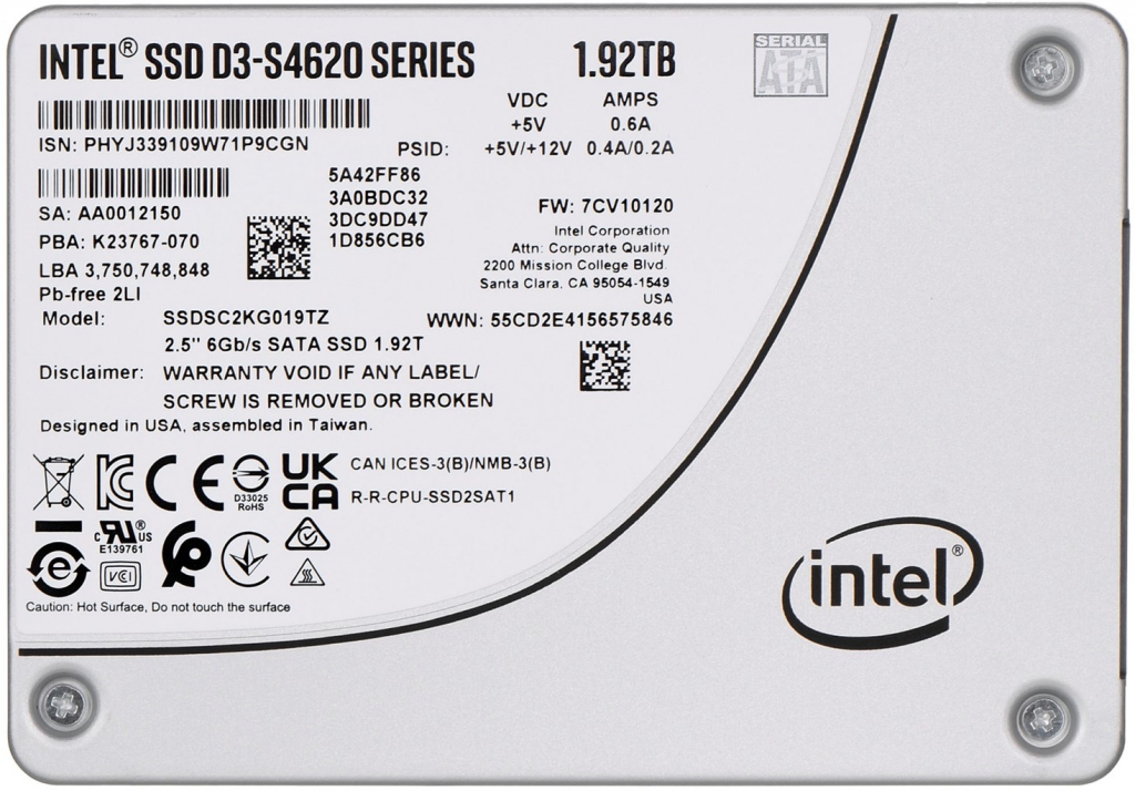 Intel D3 S4620 1,92TB, SSDSC2KG019TZ01