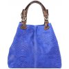 MADE IN ITALY Kožená kabelka potlač pytón 35 azurovo modrá Modrá MADE IN ITALY Kožená kabelka potlač pytón 35 azurovo modrá Modrá