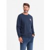 Ombre Men's non-stretch sweatshirt with college style patch navy blue modrá