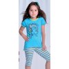 Dievčenské pyžamo Taro Fashion Paris Design Tyrkysová Kapri Trojštvrťové