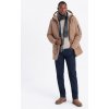 Ombre Men's long parka sherpa jacket - beige hnedá L Ombre 5902228969747 Ombre Men's long parka sherpa jacket - beige hnedá L Ombre 5902228969747