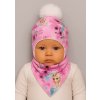 Zimná čiapka a šatka na krk pre novorodenca ružová, obvod hlavy 38 cm Zimná čiapka a šatka na krk pre novorodenca ružová, obvod hlavy 38 cm