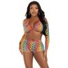 Leg Avenue Rainbow Net Top, Boyshorts and Shrug