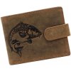 Hnedá pánska brúsená kožená peňaženka ryba-kapor GN9006